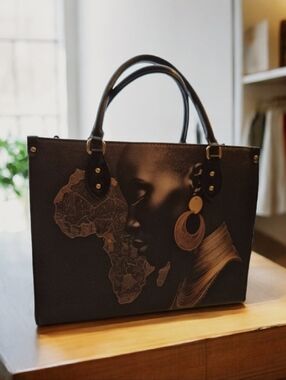Soul Of Africa ▪︎ Prem Leather Satchel Bag ▪︎ by QUEENIRA ▪︎ BLK/GLD▪︎ MD